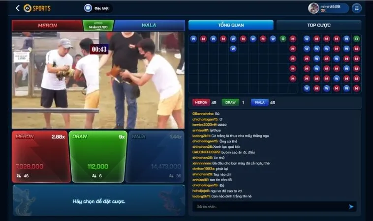 Giao diện cá cược Đá Gà TT128