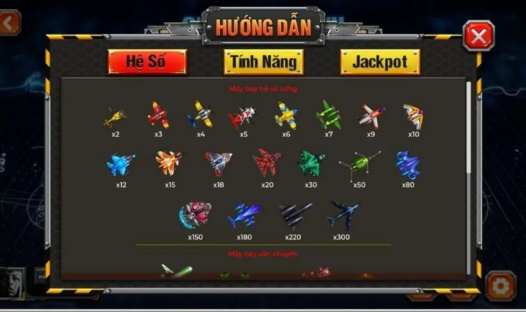 Các loại máy bay trong game Bắn Cá Đại Chiến B52 Tại TT128