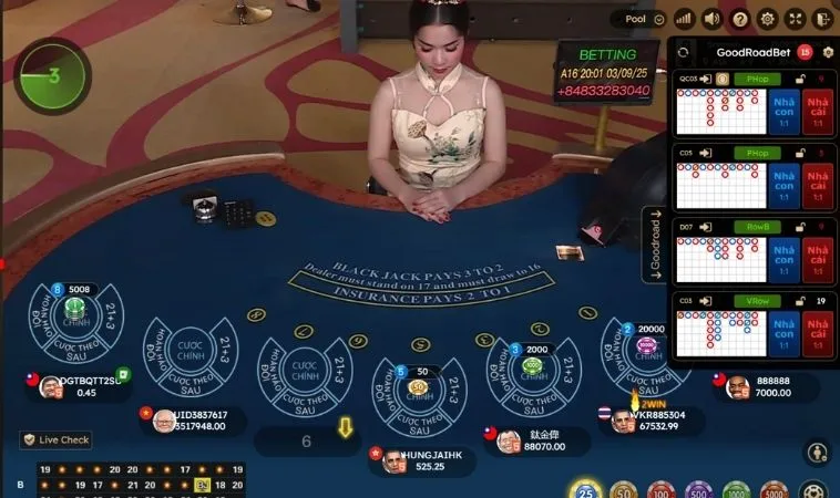 Giao diện chơi Blackjack Tại TT128